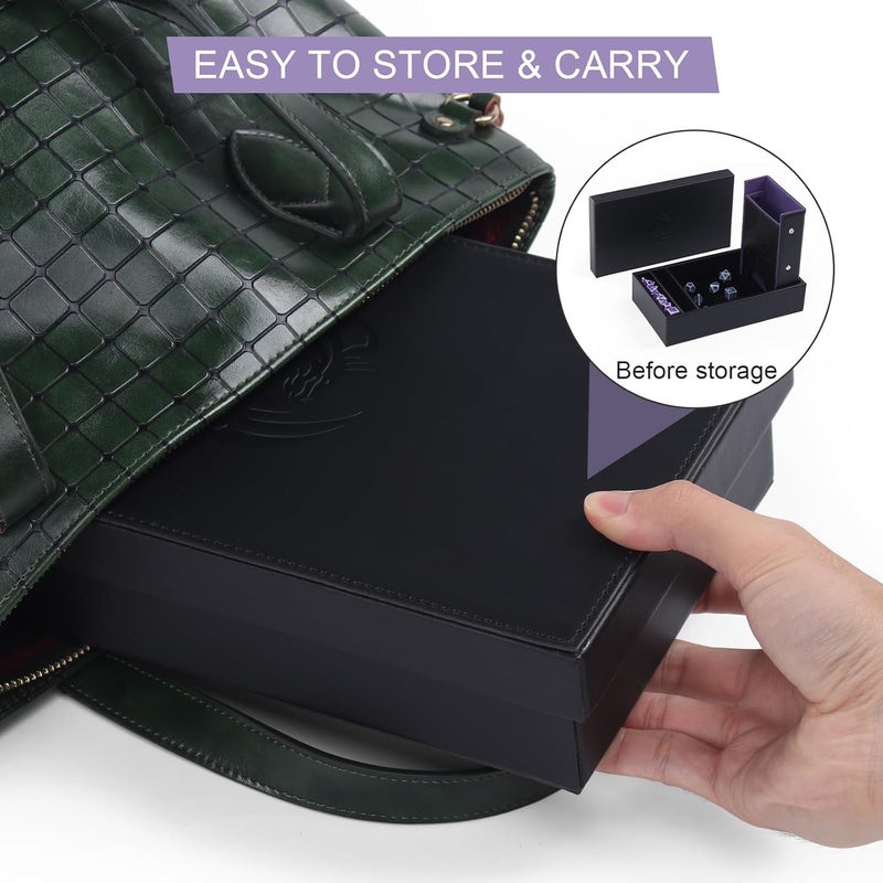 Magic Vosom DND Dice Tower and Tray Set with Non-Scratch Felt Lined Rolling and Velvet Surface - Folding Auto Dice Roller Dice Rolling Tower for RPG Board and Table Games - Image 5